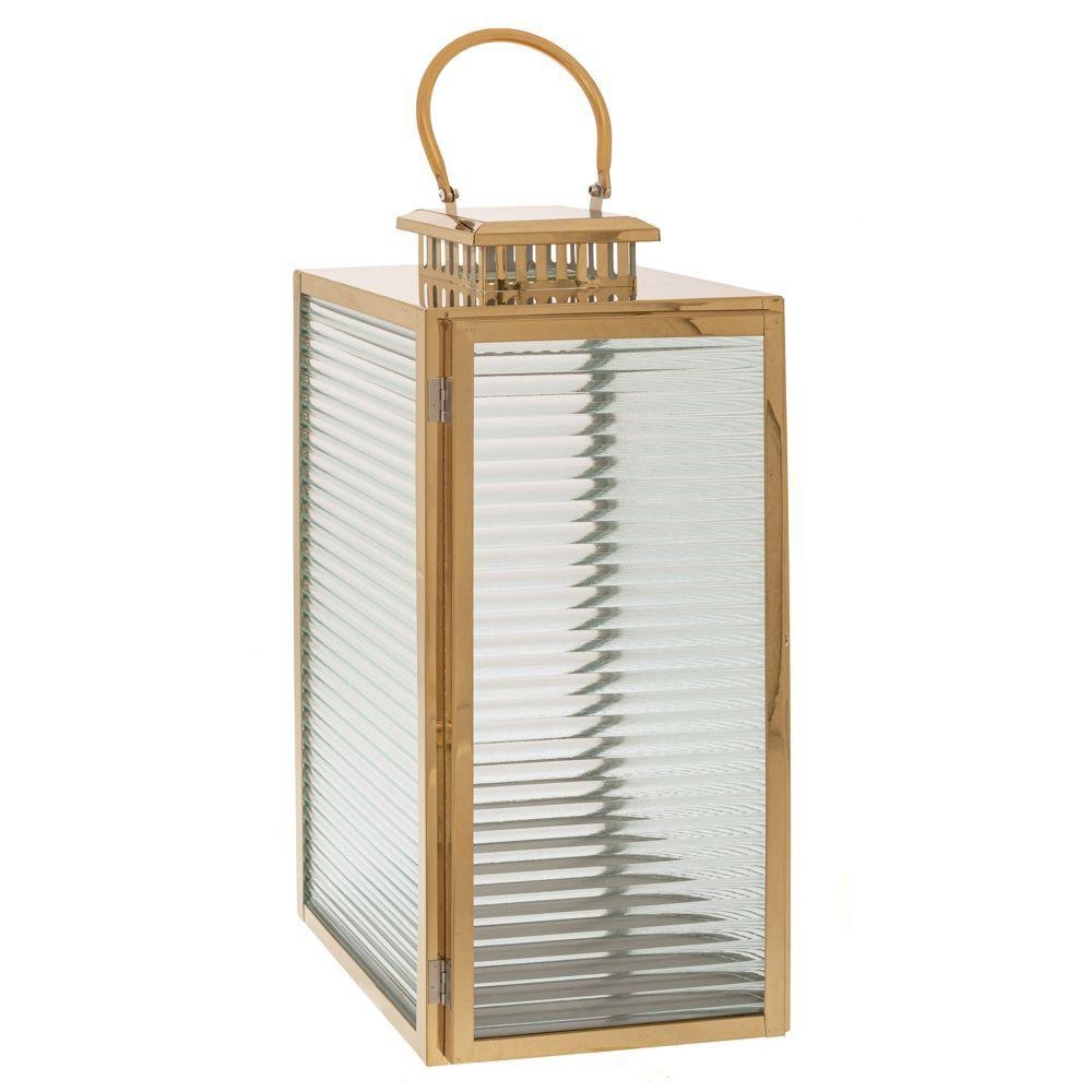 LANTERNA IN METALLO ORO 22X23X48CM